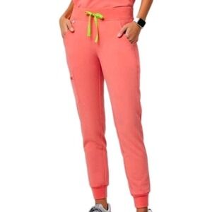 FIGS Women's Zamora Jogger 2.0 Scrubs Pants Small Petite Hot Coral Pink XS Rare